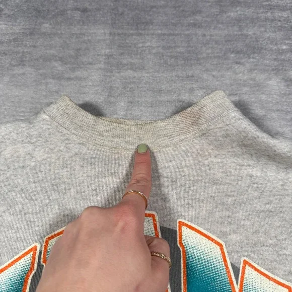 Miami Dolphins Sweatshirt Mens 2XL Gray Vintage 1995 NFL Crewneck Wave Spell Out - Picture 6 of 15